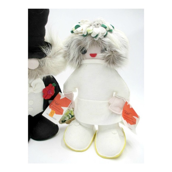 Vintage Bride and Groom Gnome Dolls by Fufel Made in Canada 1980s - Picture 8 of 10